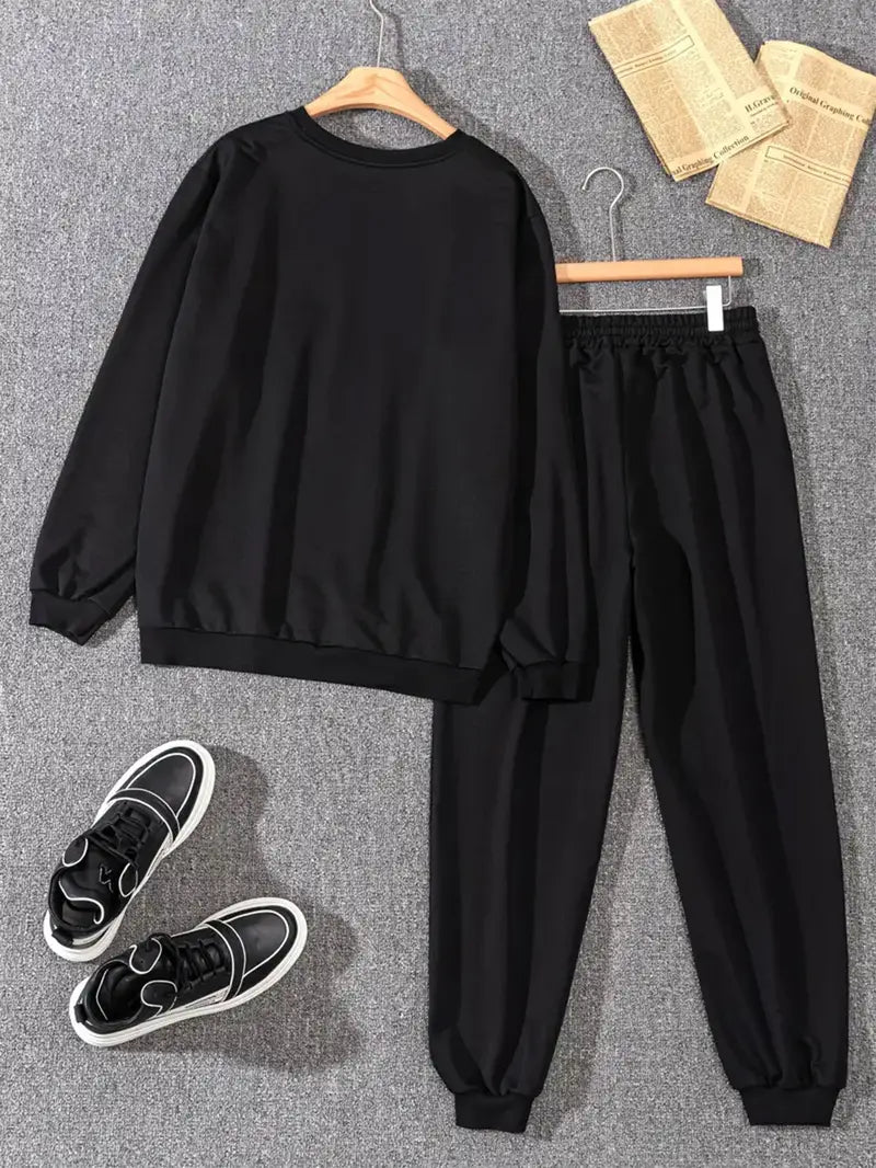 Trainingsanzug 2 teilig Sport Sweatshirt Hose Langarm Aufdruck 'alkohol'