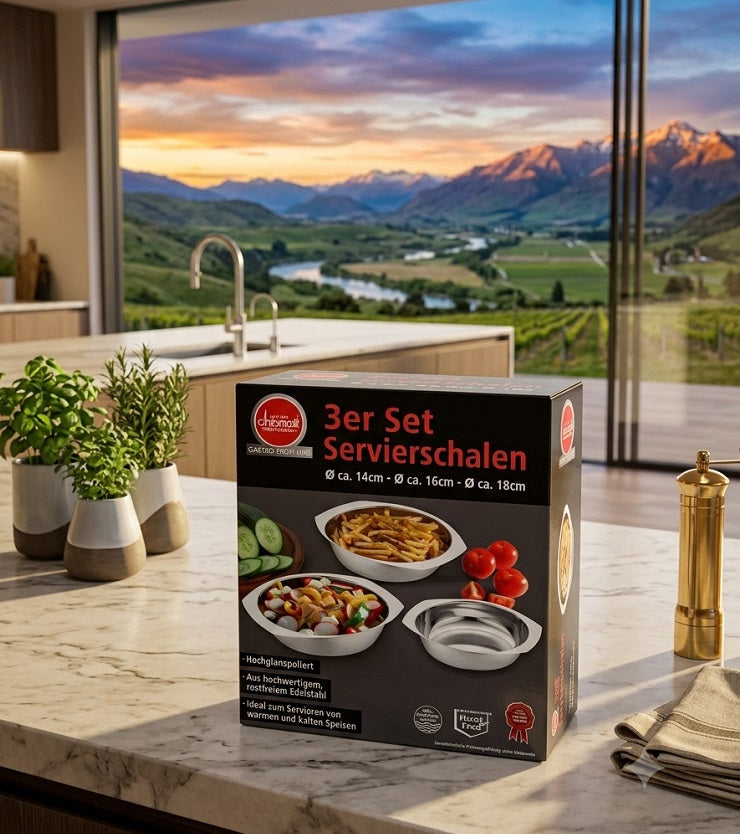 Chromolit - 3er Set Servierschalen zum servieren kalten und warmen Speisen