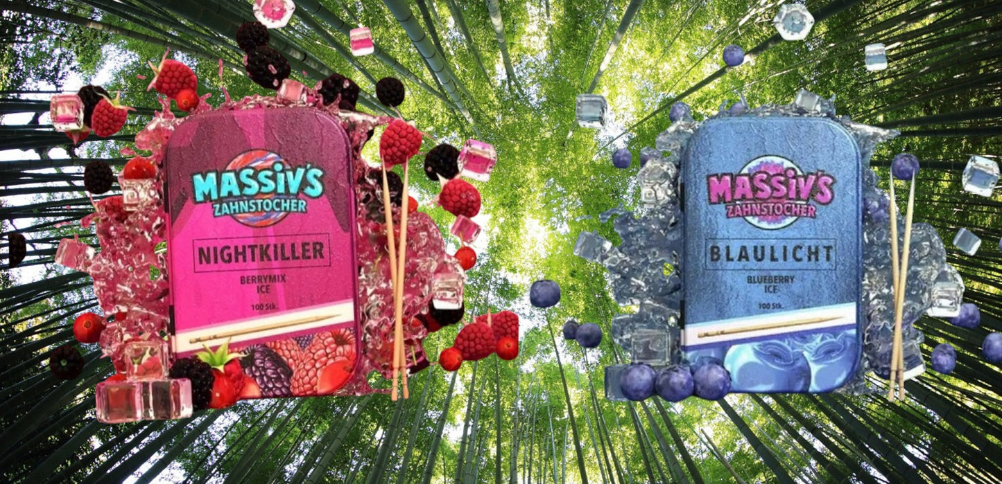 2 x Massiv's Zahnstocher mit Geschmack Nightkiller Berrymix , Blaulicht Blueberry , Nikotinfrei