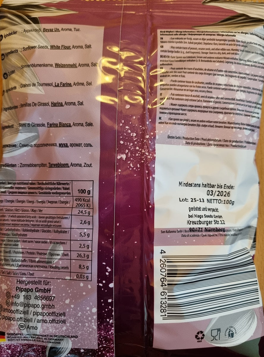 8 x Pipapo Amo geröstete Sonnenblumenkerne Popcorn 100g MHD 04.2026
