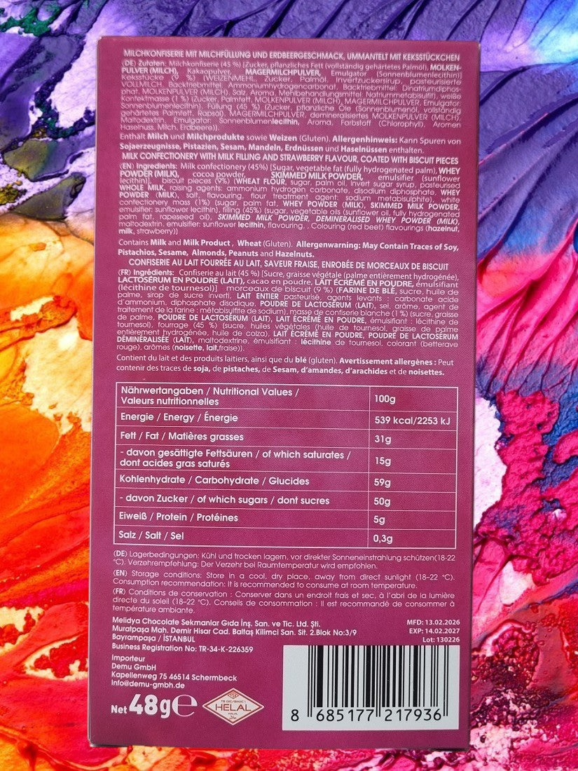 CrispyCluck Chicken Wings Schokolade - Milk 48g Erdbeer Füllung ummantelt mit Keksstückchen