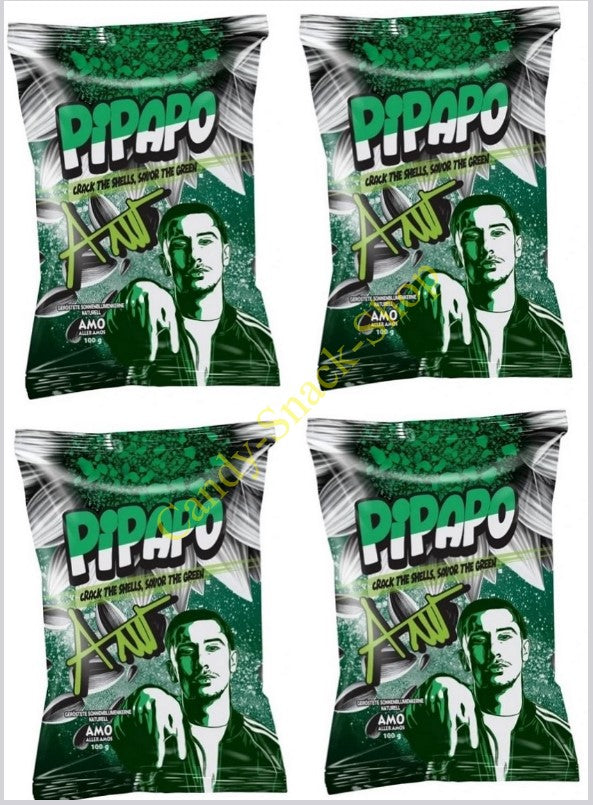 4 x Pipapo Rapper Amo geröstete Sonnenblumenkerne Naturell - grüne Edition 100g