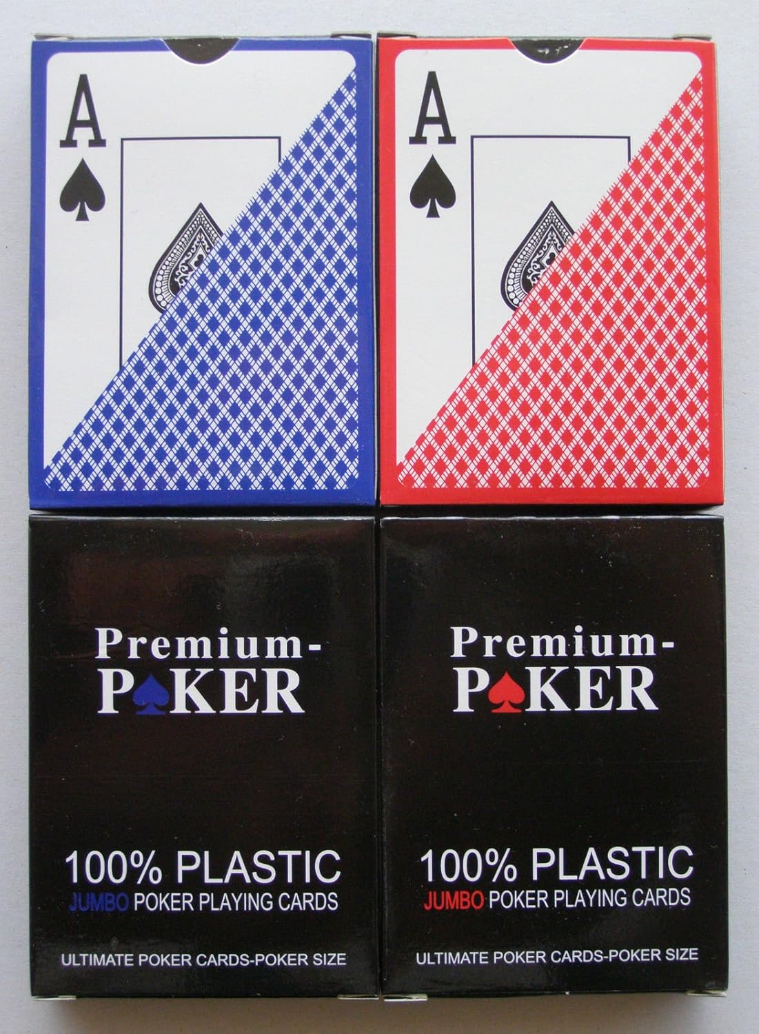 4 x Premium Poker Karten Spielkarten 100% Plastik Große Eckzeichen 4x 54 Blatt