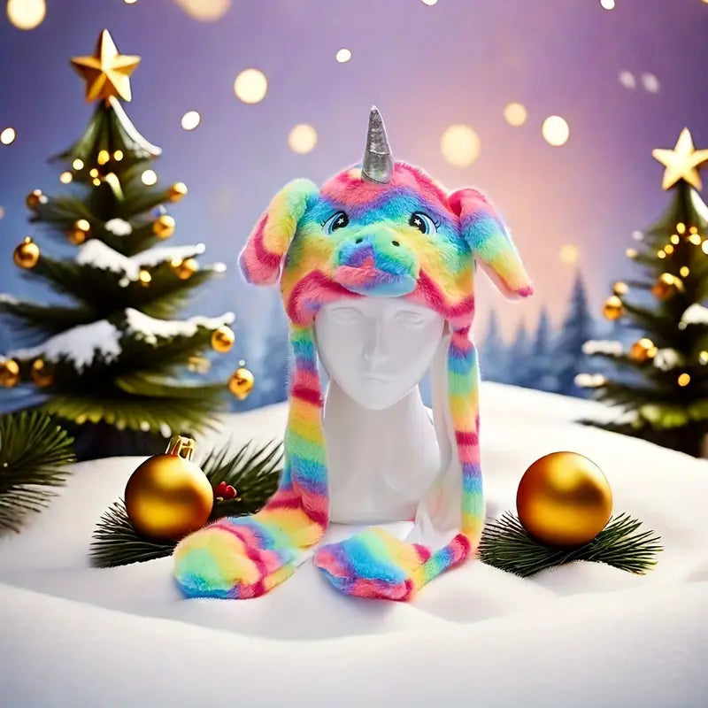 Plüschmüzue Einhorn Regenbogen Farben