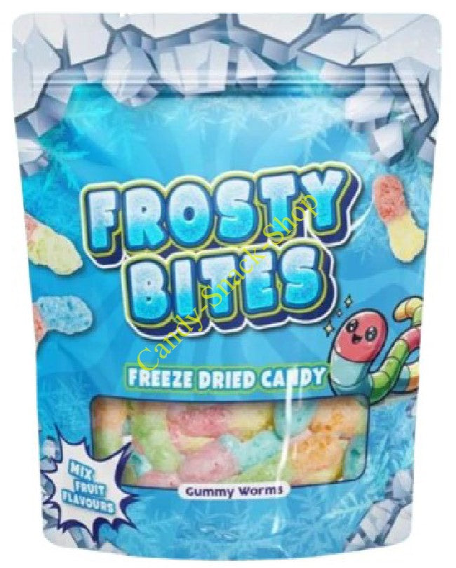 Frosty Bites Freze Dried Candy Gummy Worms 50g Gummibonbon
