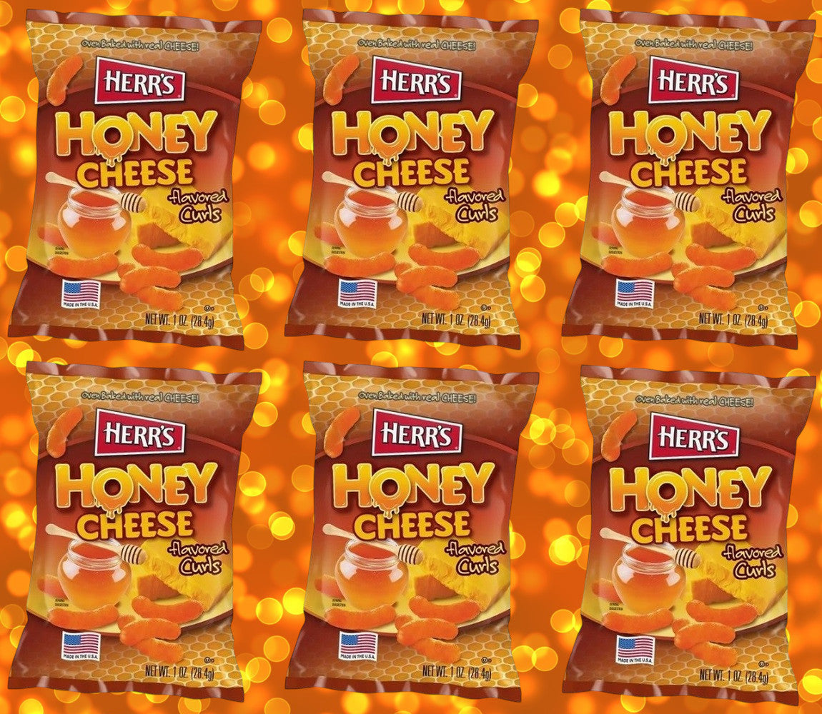 6 x Herr's Honey Cheese Flavored Cheese Curls 28g Maissnack Honig-Käse-Geschmack