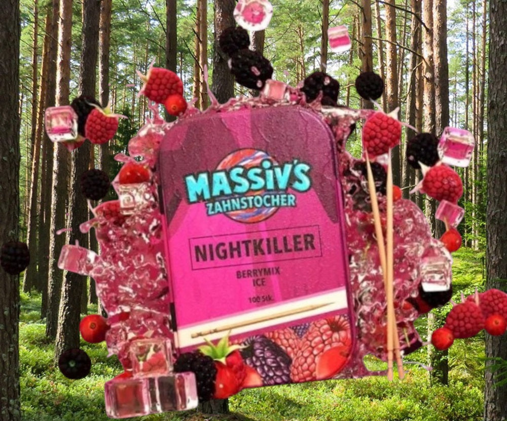 4 x Massiv's Zahnstocher mit Geschmack Berrymix , Peach , Blueberry , Dragonfruit