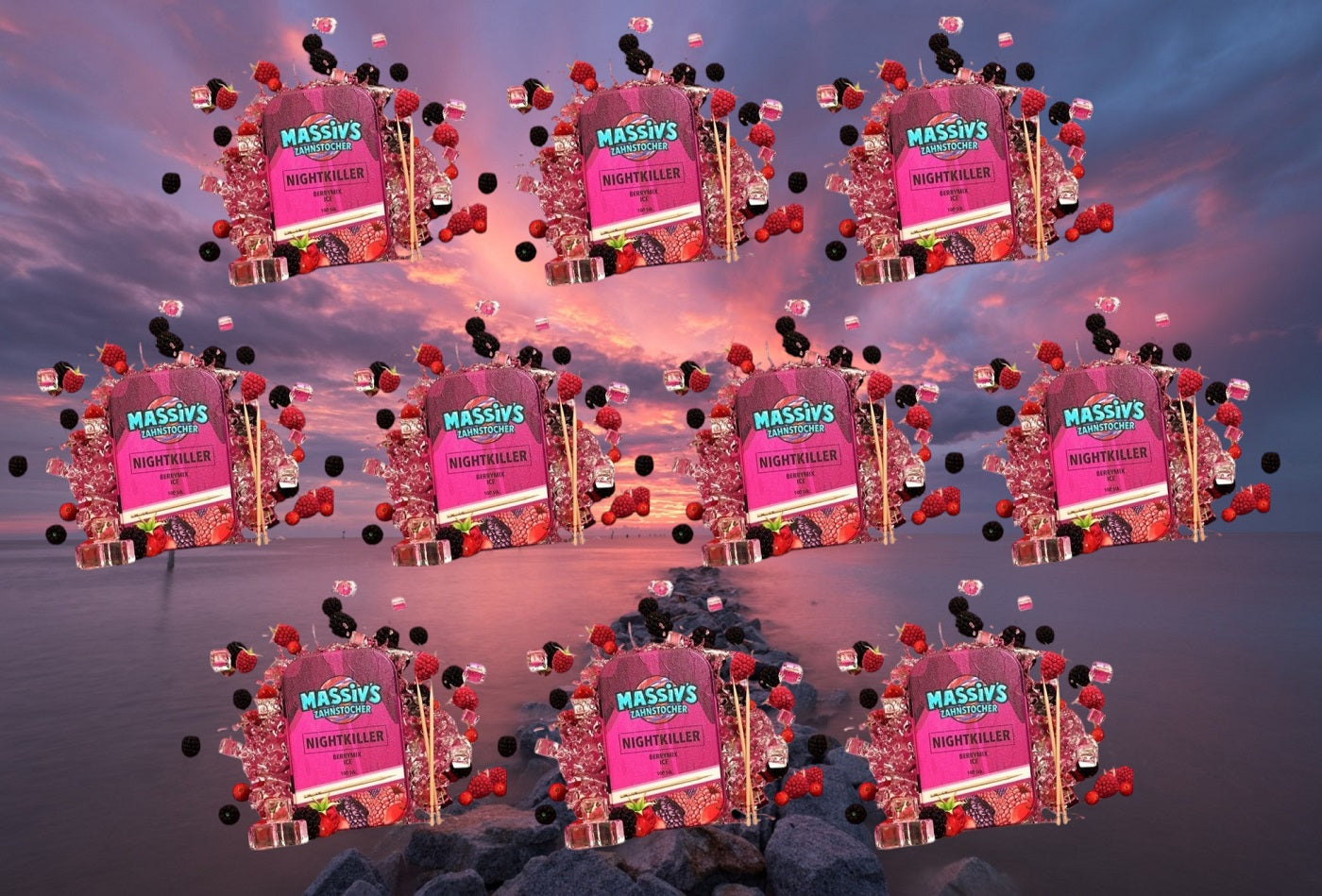 10 x Massiv's Zahnstocher mit Geschmack NIGHTKILLER Berrymix Ice ( Nikotinfrei )