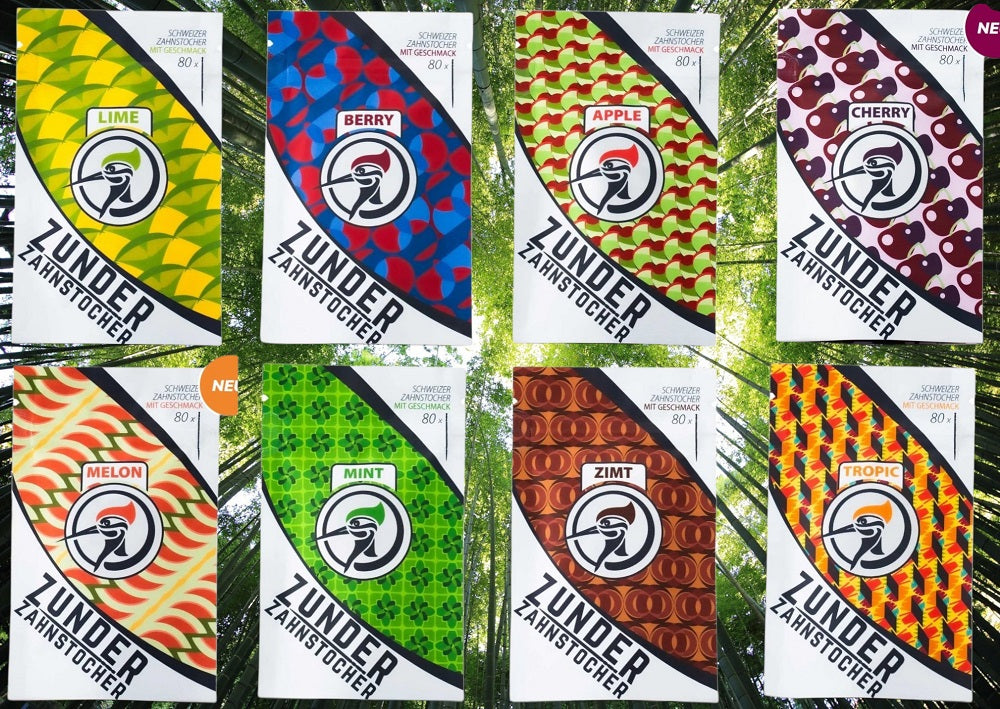 8 x Zunder Zahnstocher mit Geschmack Lime Berry Apple Cherry Melon Mint Zimt Tropic