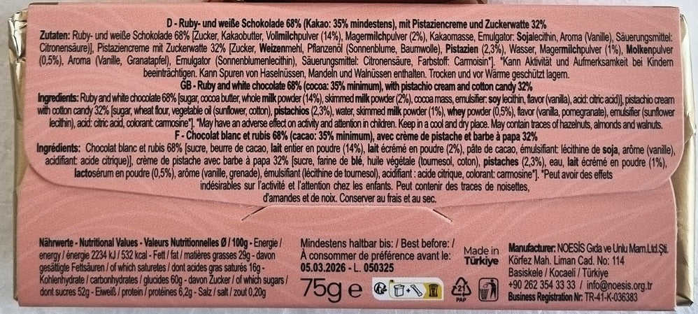 Noesis Engelshaar Schokolade Angel Hair Ruby 75 g Tafel