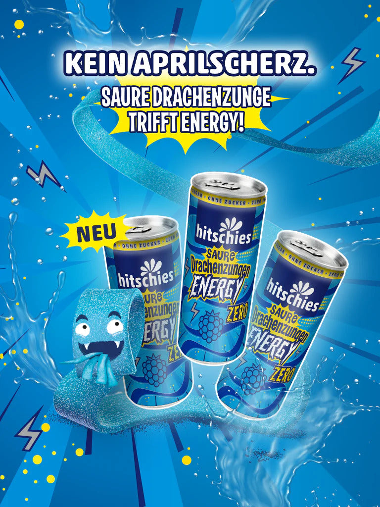 Hitschies Saure Drachenzungen Energy Zero Blau 250ml Geschmack blaue Himbeere (inkl. 0,25€ Pfand)