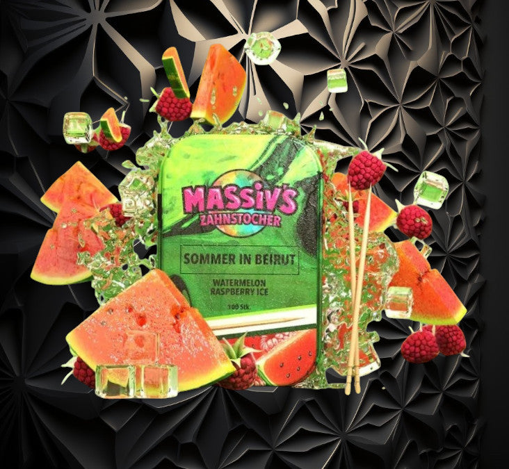 3 x Massiv's Zahnstocher mit Geschmack Berrymix , Watermelon Raspberry , Dragonfruit