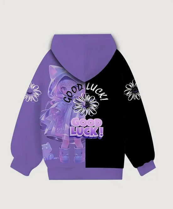 Mädchen Hoodie Kapuzen Sweatshirt Cartoon Katze Polyester