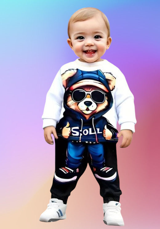 Kapuzen Sweatshirt mit Bären - Print Motiv + Hose im Set (für Kleinkind ca. 2-3 Jahre)