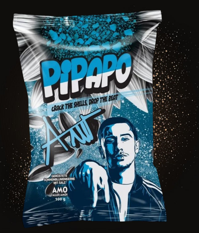 5 x Rapper Amo‘s Pipapo geröstete Sonnenblumenkerne Salzig Naturell Gold Edition Taco Popcorn