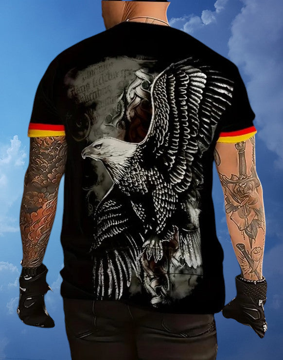 T-Shirt Deutschland Flagge & Adler Druck kurzarm Rundhals Germany