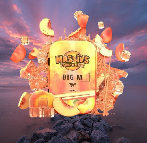 4 x Massiv's Zahnstocher mit Geschmack BIG M Peach Ice (Nikotinfrei)