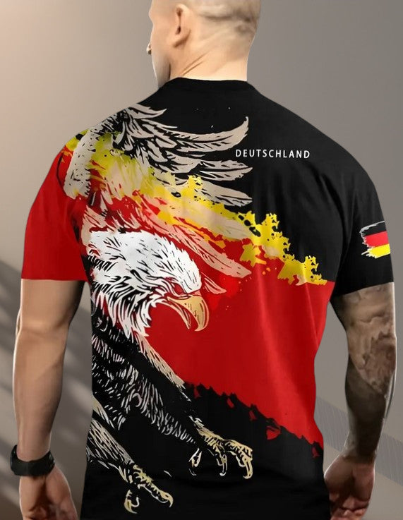 T-Shirt Deutschland Flagge & Adler Motiv kurzarm Rundhals Germany
