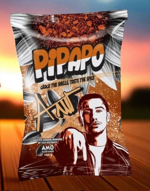 5 x Rapper Amo‘s Pipapo geröstete Sonnenblumenkerne Salzig Naturell Gold Edition Taco Popcorn (5x 100g)