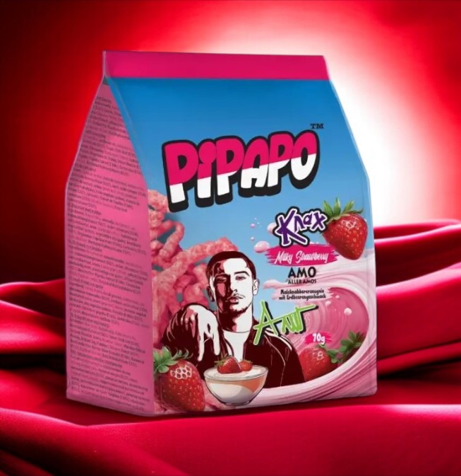 4 x PIPAPO AMO Knax Chips Flama Azul , Flama Roja , Milky Chocolate , Milky Strawberry MHD 05.2026