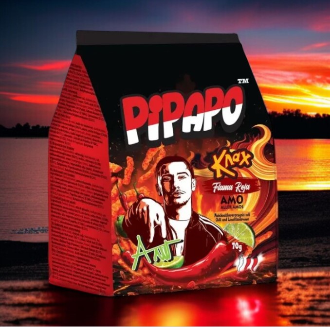 Auswahl PIPAPO AMO Knax Chips Flama Azul , Flama Roja , Milch Schokolade , Erdbeer