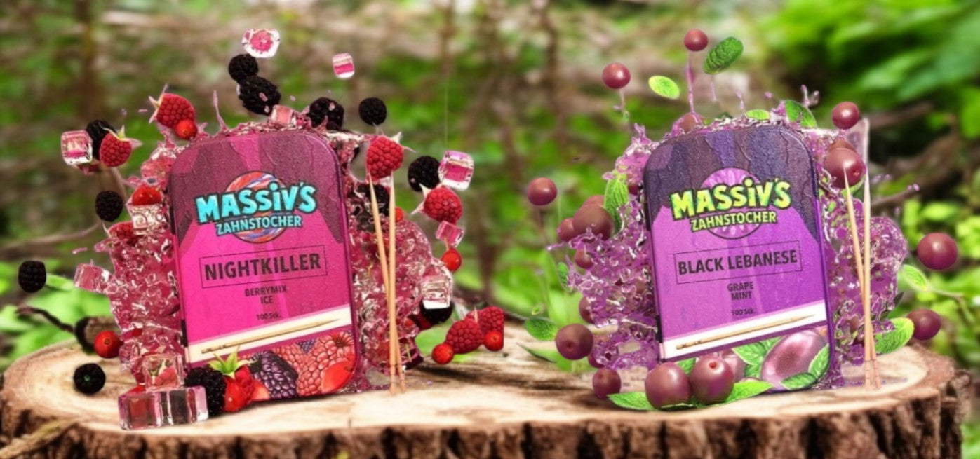 2 x Massiv's Zahnstocher Geschmack NIGHTKILLER Berrymix , BLACK LEBANESE Grape Mint