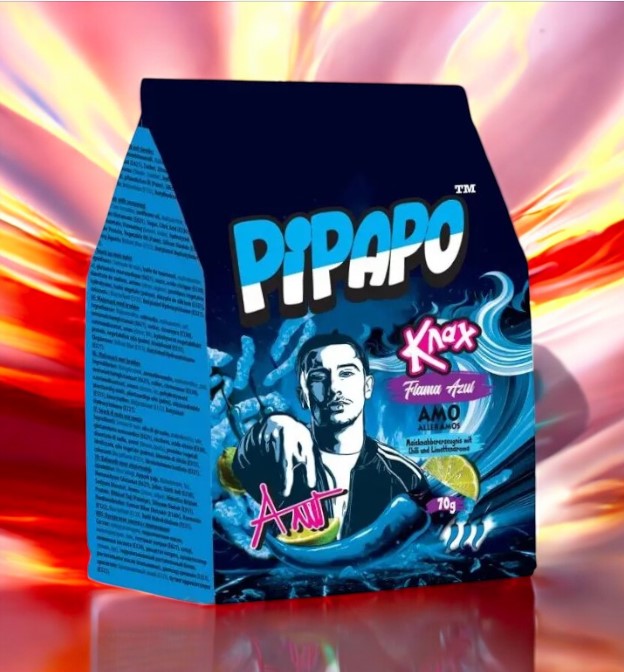 Auswahl PIPAPO AMO Knax Chips Flama Azul , Flama Roja , Milch Schokolade , Erdbeer