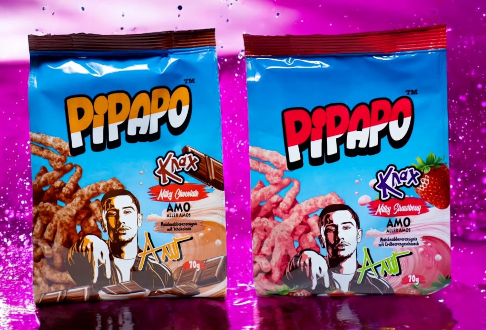 2 x PIPAPO AMO Knax Chips Milky Chocolate , Milky Strawberry