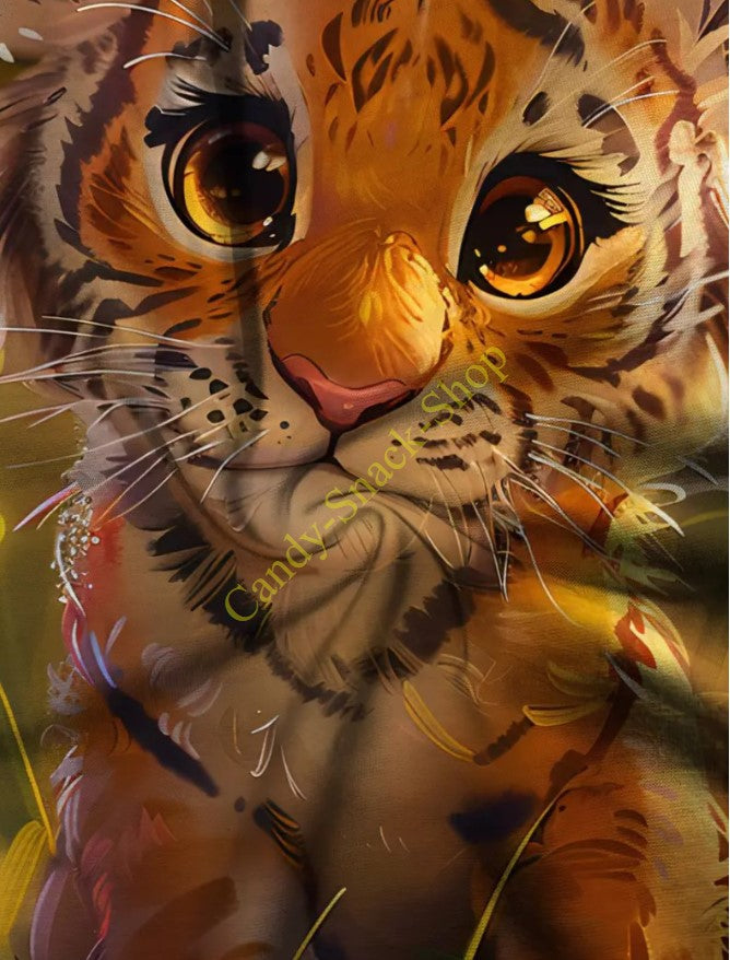 T-Shirt kleine Katze Tiger kurzarm Rundhals Print