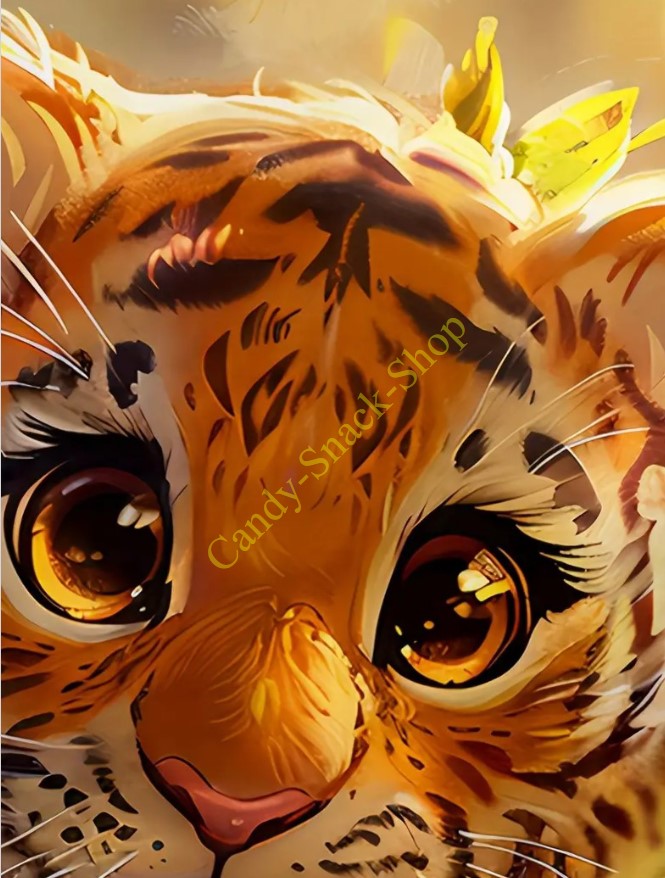 T-Shirt kleine Katze Tiger kurzarm Rundhals Print