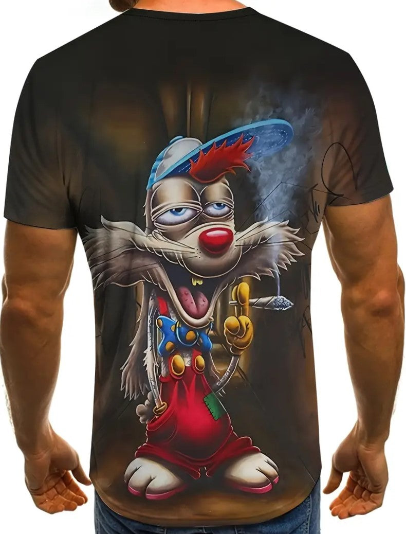 T Shirt rauchender Hase Polyester Druck Rundhals