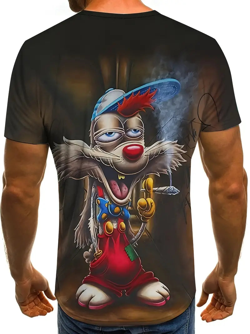 T Shirt rauchender Hase Polyester Druck Rundhals