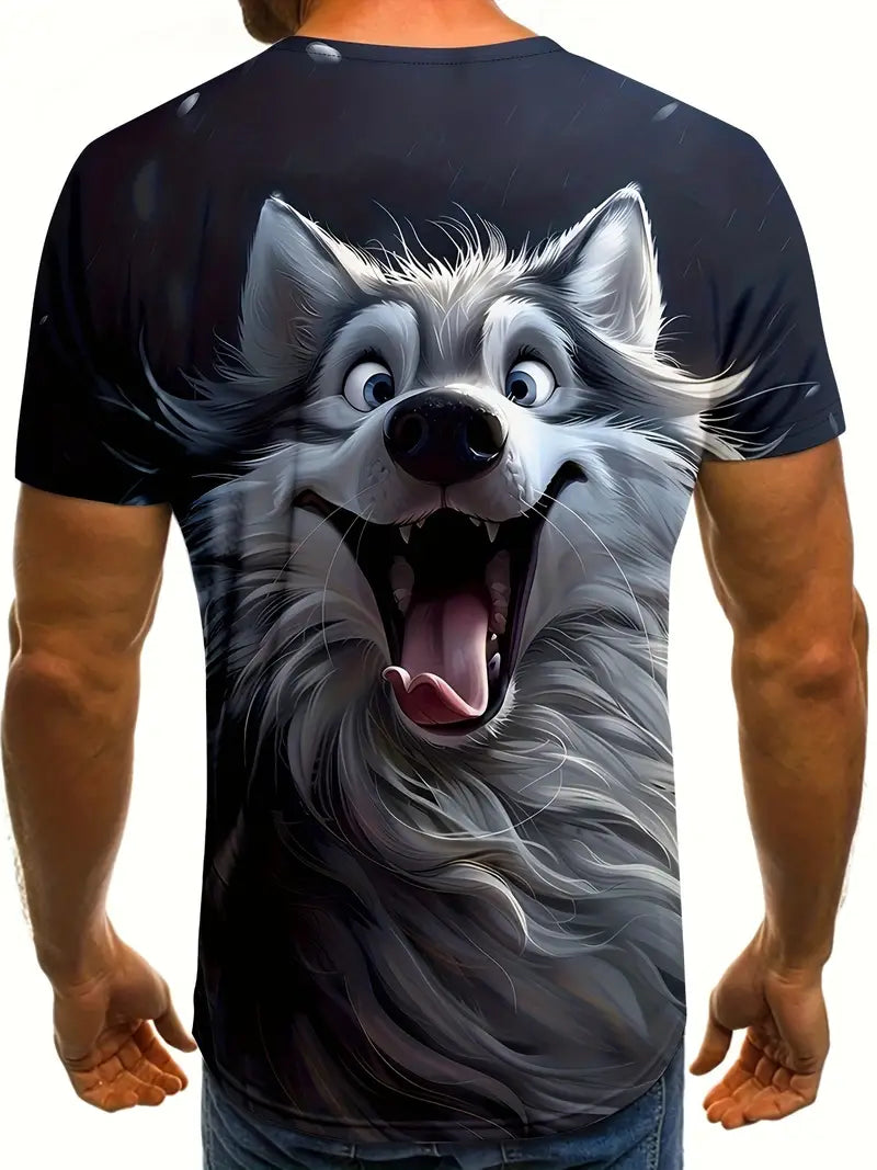 T-Shirt Husky Hund 3 D Druck Grafik kurzarm Rundhals