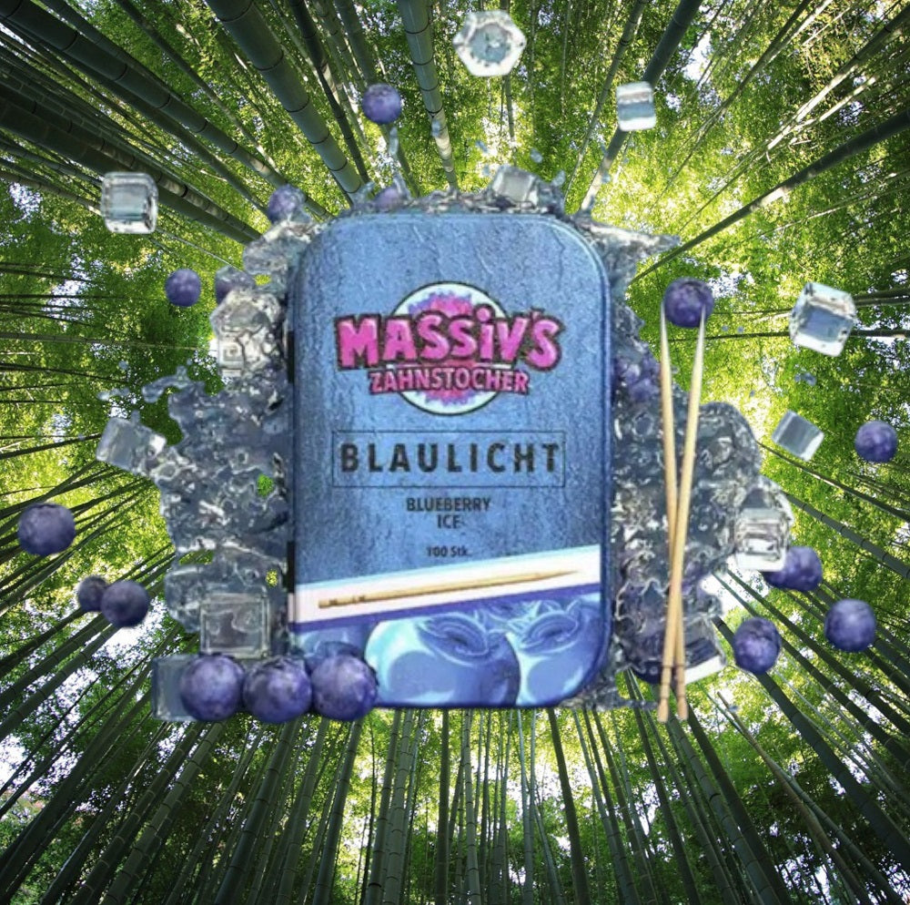 Massiv's Zahnstocher mit Geschmack Blaulicht - Blueberry Ice ( 100 Zahnstocher in Metallbox)