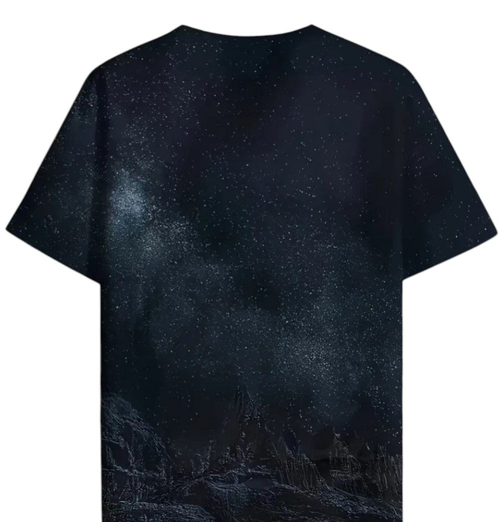 T Shirt 3D Druck Sexy Frau mit Tattoo Sternennacht Grafik kurzarm Größe 2XL Übergröße