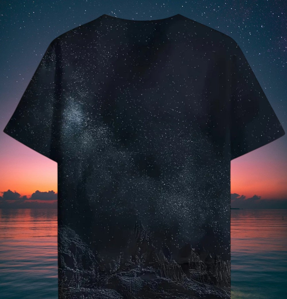 T Shirt 3D Druck Sexy Frau mit Tattoo Sternennacht Grafik kurzarm Größe 2XL Übergröße