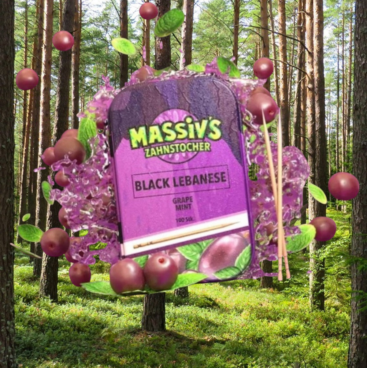 3 x Massiv's Zahnstocher mit Geschmack - Grape Mint - Watermelon Raspberry Blaulicht - Blueberry Ice