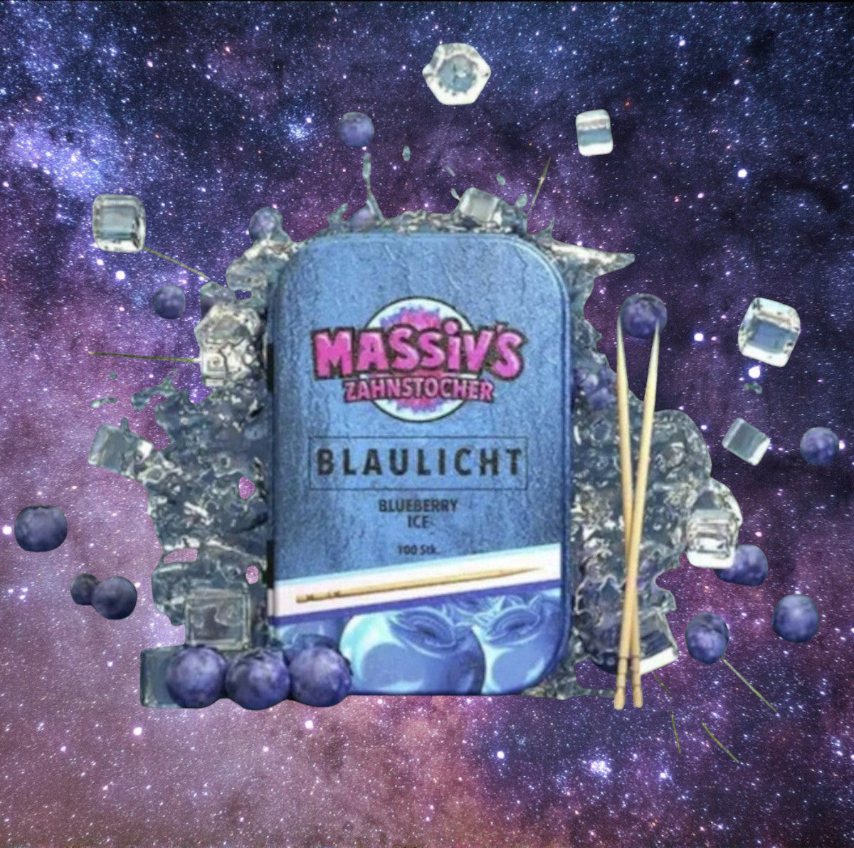 10 x Massiv's Zahnstocher mit Geschmack Blaulicht - Blueberry Ice ( Nikotinfrei )