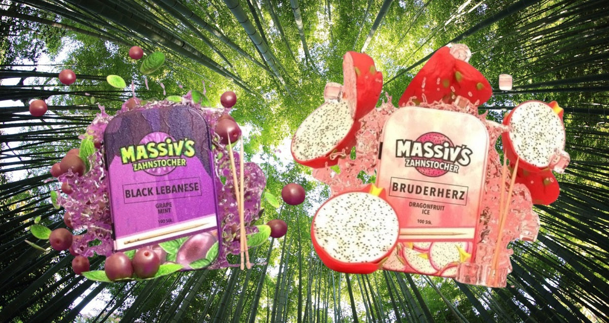 2 x Massiv's Zahnstocher mit Geschmack Black Lebanese Grape Mint , Bruderherz Dragonfruit Ice