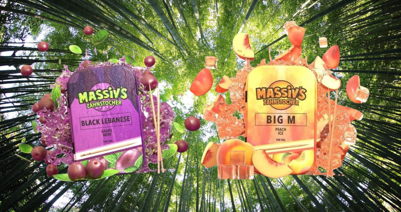 2 x Massiv's Zahnstocher mit Geschmack BLACK LEBANESE - Grape Mint , BIG M - Peach Ice