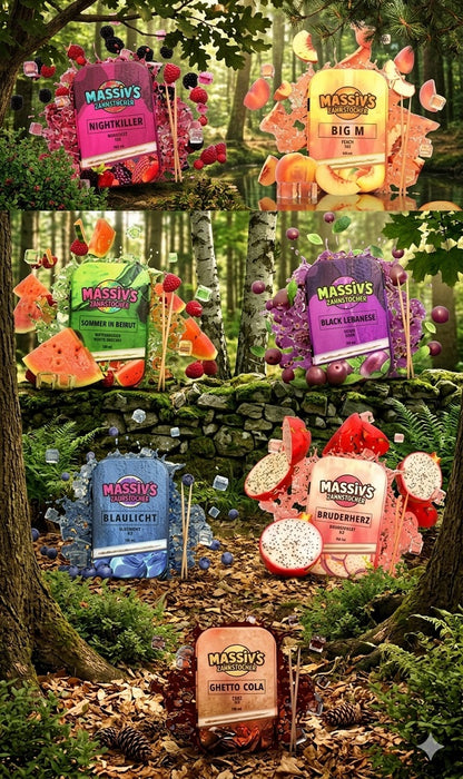 7 x Massiv Zahnstocher Geschmack Berry Peach Watermelon Grape Blueberry Dragonfruit Cola Ice