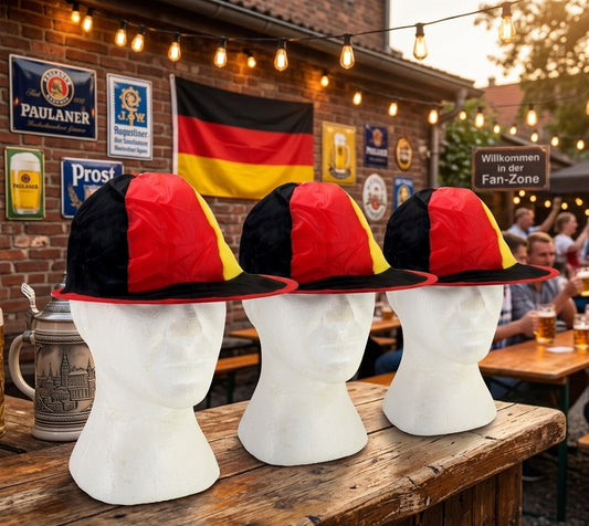 3 x Deutschland Fußball Kappe Mütze schwarz-rot-gold Popup WM