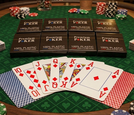 8 x Premium Poker Karten Spielkarten 100% Plastik 4 Große Eckzeichen 8x54 Blatt