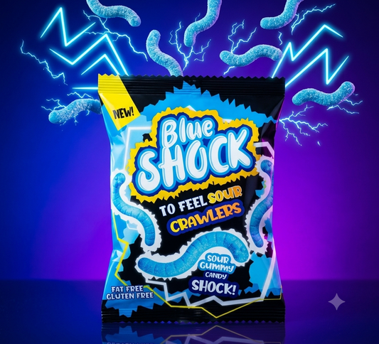 Blue Shock Sour Worms Halal 80g saure Fruchtgummi