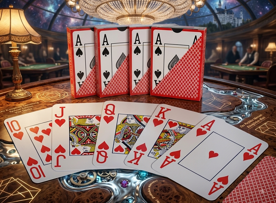 4 x Premium Poker Karten Spielkarten 100% Plastik Jumbo Index rot