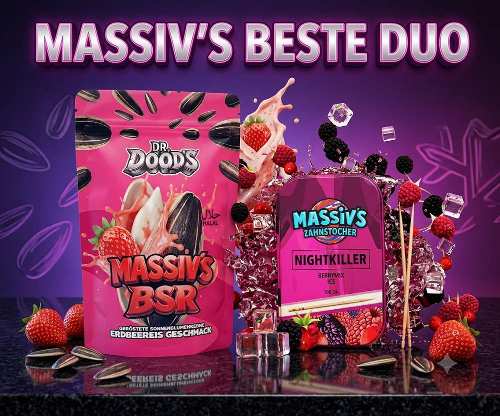 Massiv`s BSR Sonnenblumenkerne Erdbeereis 100g + Zahnstocher Berrymix