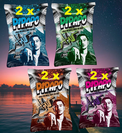 8 x Rapper Amo‘s Pipapo Sonnenblumenkerne Salzig (Salted)- Naturell - Taco - Popcorn