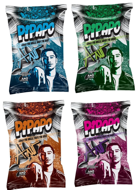 4 x Rapper Amo‘s Pipapo Sonnenblumenkerne Salzig (Salted)- Naturell - Taco - Popcorn -