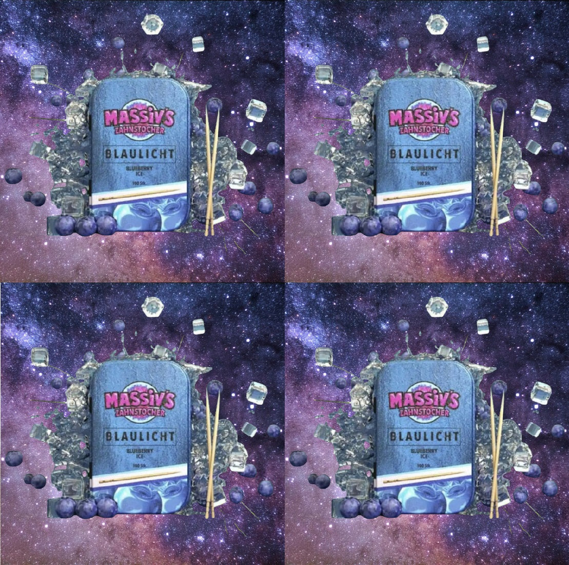 4 x Massiv's Zahnstocher mit Geschmack Blaulicht - Blueberry Ice (Nikotinfrei)
