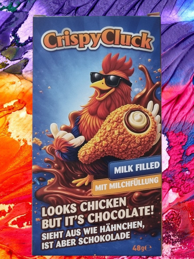 CrispyCluck Chicken Wings Schokolade - Milk 48g Milch Füllung ummantelt mit Keksstücken